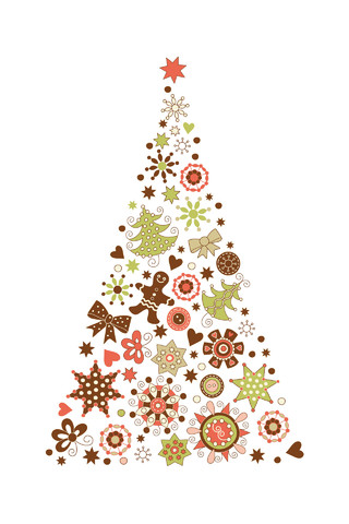 创意花纹圣诞树素材